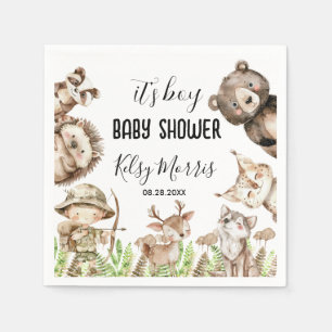 Serviette En Papier Faire-part de naissance garçon Rustique Woodland B