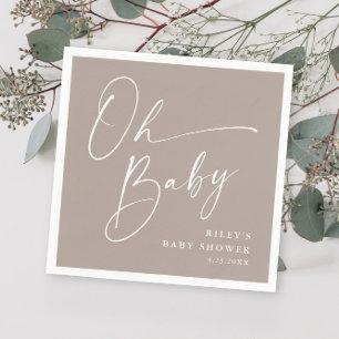 Serviette En Papier Faire-Part de Naissance Moderne Neutre Oh Baby Scr