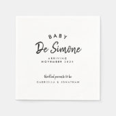 Serviette En Papier Faire-part moderne de grossesse noire blanche (Devant)