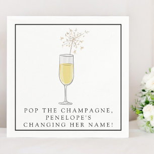 Serviette En Papier Faire sauter le Champagne Nom de la Mariée / Enter
