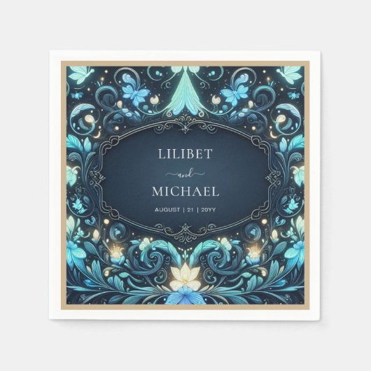 Serviette En Papier Fairecore Enregistrer la Date Conte de Fées Éclat  (Devant)