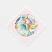 Serviette En Papier Fairy Birthday Turquoise Gold Rose Princess Fairyt (Coin)