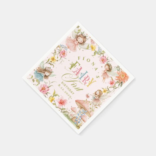 Serviette En Papier Fairy First Birthday Enchanted Garden Bright (Coin)