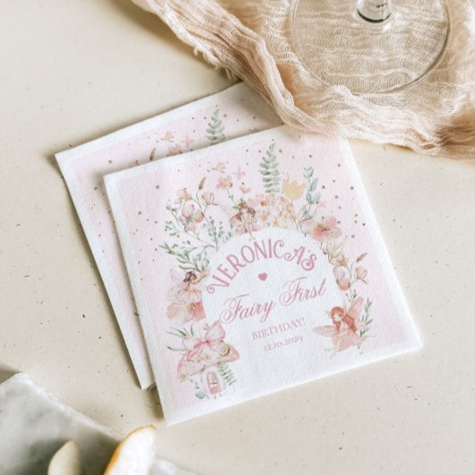 Serviette En Papier Fairy First Birthday Enchanted garden Whimsical