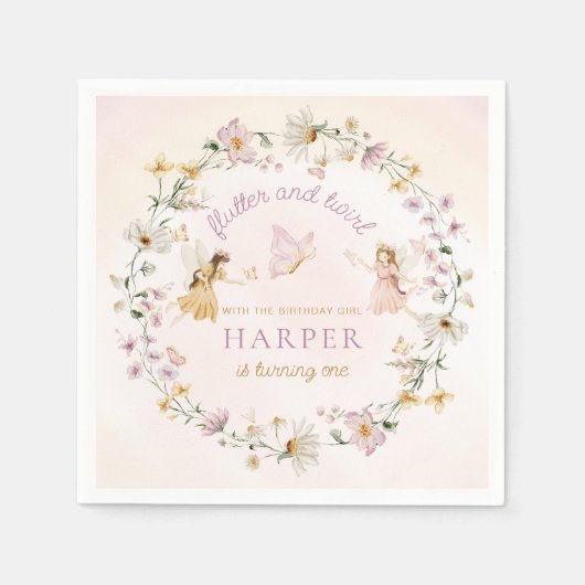 Serviette En Papier Fairy Garden Anniversaire (Devant)