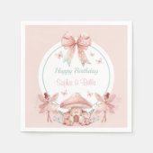 Serviette En Papier Fairy Girls Mushroom House Ribbon Twins Anniversai (Devant)