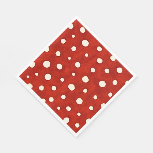 Serviette En Papier Fairy Mushroom Red and White Polka Dot Pattern (Coin)