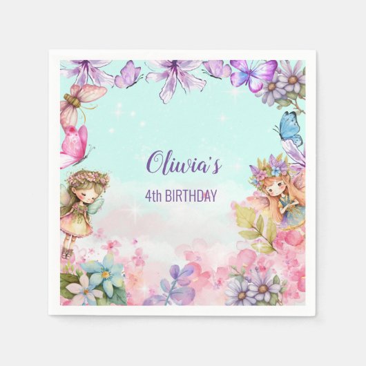 Serviette En Papier Fairy Party Garden Fairy Anniversaire (Devant)