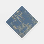Serviette En Papier Fairy Tale Theme Castle Carriage Gold sur Navy Blu (Coin)