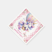 Serviette En Papier Fairy Unicorn Anniversaire Fille rose joli papier (Coin)