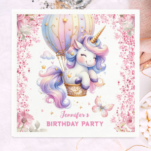 Serviette En Papier Fairy Unicorn Anniversaire Fille rose joli papier