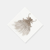 Serviette En Papier Fairy Wing Taupe Gown | Fleur de Champagne Élégant (Coin)