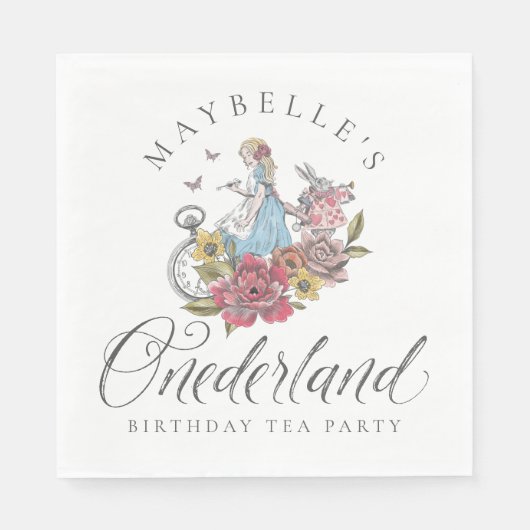 Serviette En Papier Fairytale Alice dans ONEderland Anniversaire Tea P (Devant)
