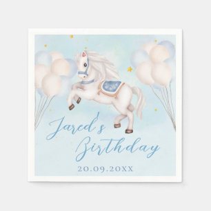 Serviette En Papier Fairytale bébé Pony Blue ballons étoile Anniversai