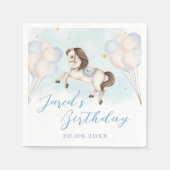 Serviette En Papier Fairytale bébé Pony Blue ballons étoile Anniversai (Devant)