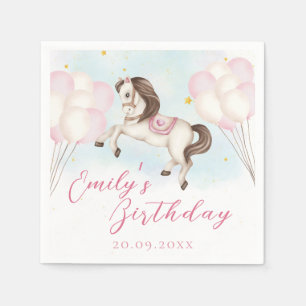 Serviette En Papier Fairytale bébé Pony rose ballons étoile Anniversai