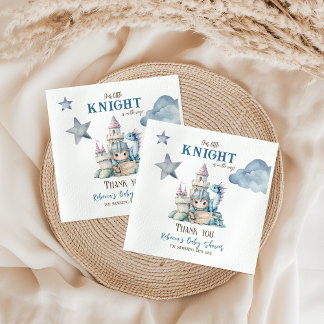 Serviette En Papier Fairytale Dreamy Dragon Blue Knight Baby shower