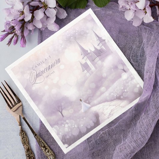 Serviette En Papier Fairytale Princess Quinceanera Lavender ID1030