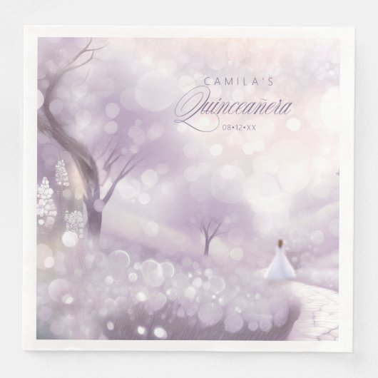 Serviette En Papier Fairytale Princess V2 Quinceanera Lavender ID1030 (Devant)