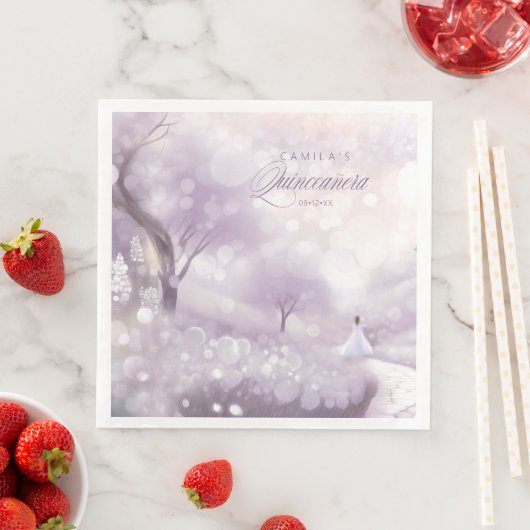 Serviette En Papier Fairytale Princess V2 Quinceanera Lavender ID1030 (En situation)