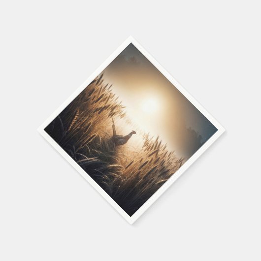 Serviette En Papier faisan dans un champ de blé (Coin)