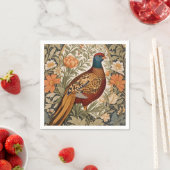Serviette En Papier Faisan Floral Vintage Inspiré de William Morris (En situation)