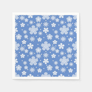 Serviette En Papier Faisceaux et points blancs en bleu