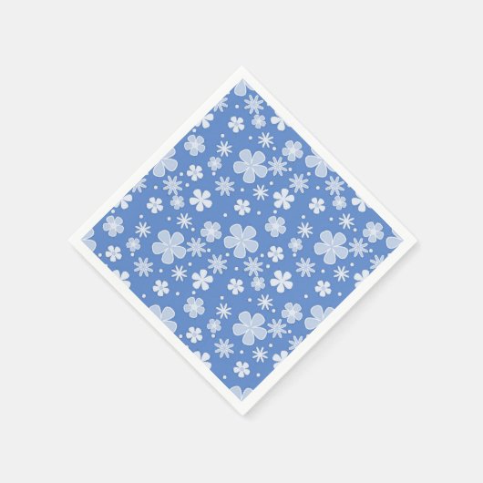 Serviette En Papier Faisceaux et points blancs en bleu (Coin)