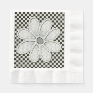 Serviette En Papier Faisée en damier noir et blanc
