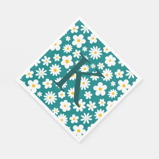 Serviette En Papier Faisée graphique moderne Turquoise (Coin)