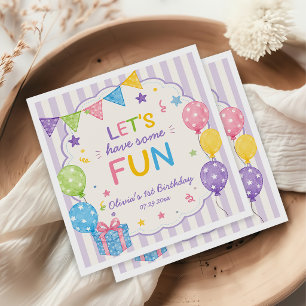 Serviette En Papier Faisons des rayures colorées d'anniversaire amusan