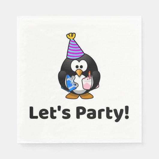 Serviette En Papier Faisons la fête ! Pingin Funny fête d'anniversaire (Devant)