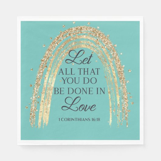 Serviette En Papier Fait Dans L'Amour Gold Rainbow (Devant)