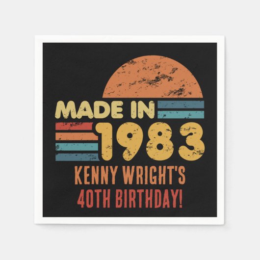 Serviette En Papier Fait En 1983 40e Anniversaire (Devant)