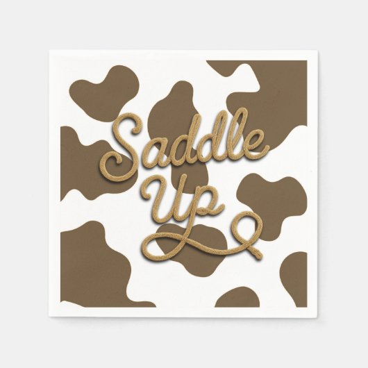 Serviette En Papier Faites Chevaucher Vache Brune Country Western Rode (Devant)