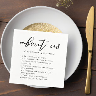 Serviette En Papier Faits À propos de nous Mariage de typographie tend