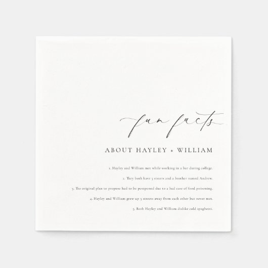 Serviette En Papier Faits amusants de mariage d'Ellesmere (Devant)