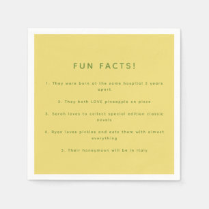 Serviette En Papier Faits Amusants de Mariage Jaune Citron Minimaliste