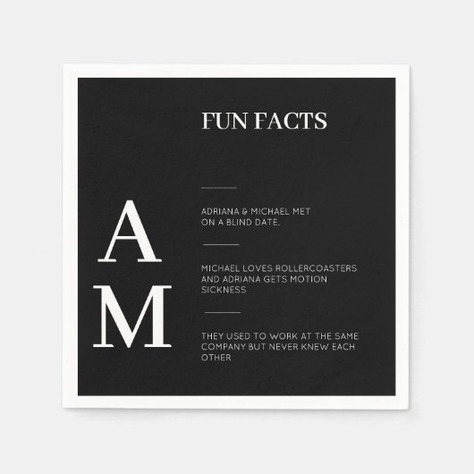 Serviette En Papier Faits amusants Gras Monogrammes blancs sur Mariage (Devant)