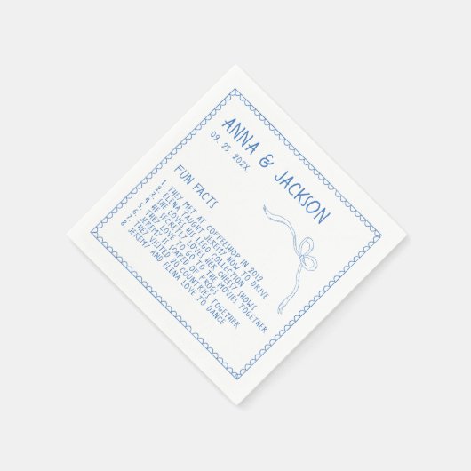 Serviette En Papier Faits amusants Main Illustré Mariage bleu serviett (Coin)