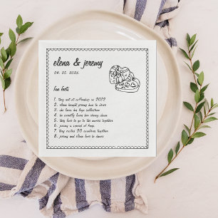 Serviette En Papier Faits amusants Main Illustré Mariage Party Napkins