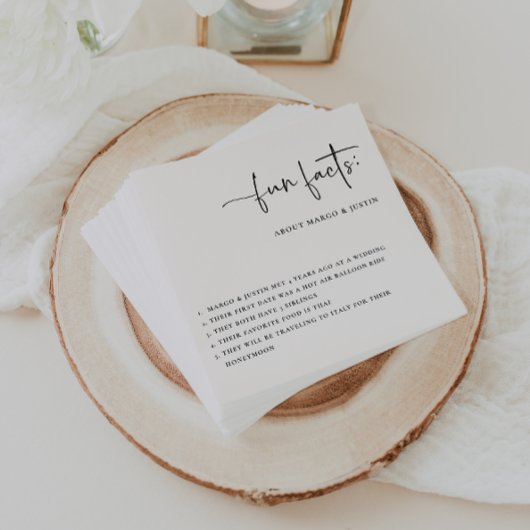 Serviette En Papier Faits amusants Mariage minimaliste