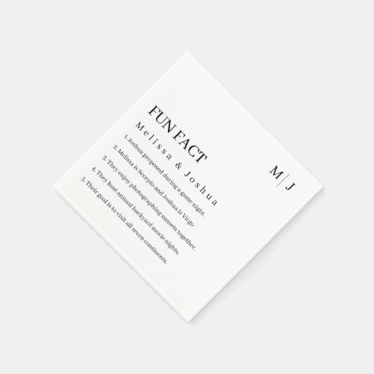 Serviette En Papier Faits amusants Mariage moderne (Coin)