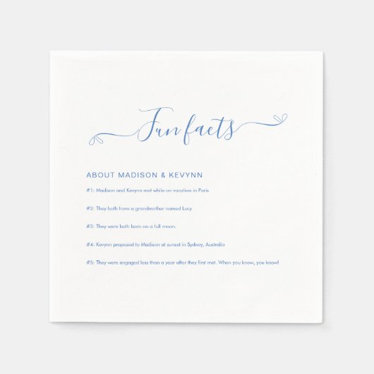 Serviette En Papier Faits amusants | Naples Mariage bleu (Devant)