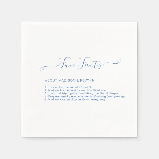 Serviette En Papier Faits amusants | Naples Mariage bleu (Devant)