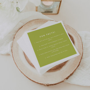 Serviette En Papier Faits Amusants Personnalisés de Mariage Vert Citro