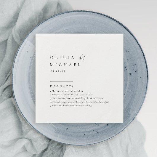 Serviette En Papier Faits amusants Simply Elegant Typographie Mariage
