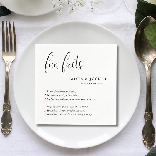 Serviette En Papier Faits amusants sur les mariages en noir et blanc a