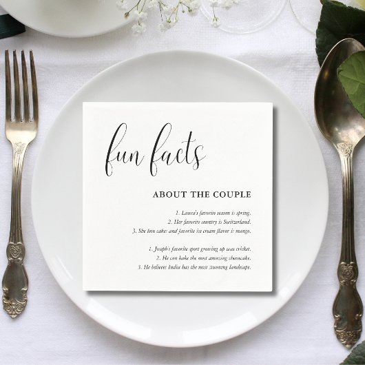 Serviette En Papier Faits amusants sur les mariages noir et blanc avec