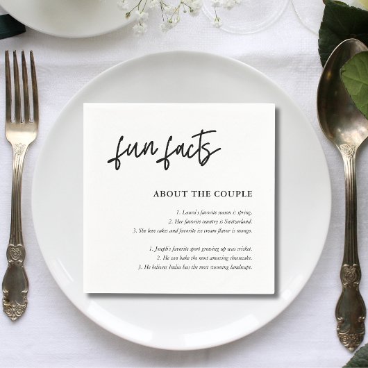 Serviette En Papier Faits Amusants sur les Mariages Noir et Blanc de S